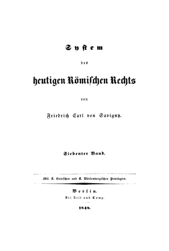 System des heutigen römischen Rechts: Band 7-8