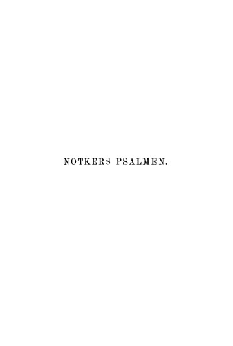 Notkers Psalmen nach der Wiener Handschrift