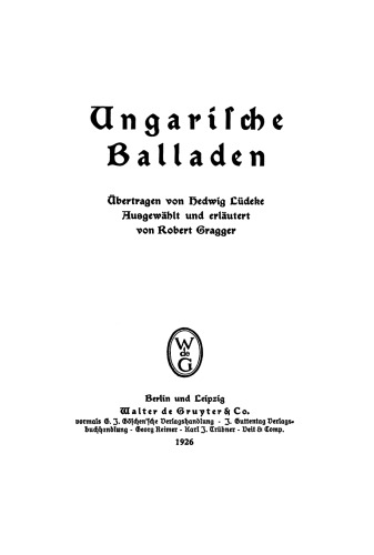 Ungarische Balladen