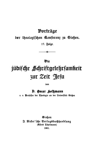 Die jüdische Schriftgelehrsamkeit zur Zeit Jesu