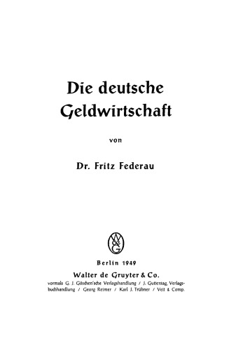 Die deutsche Geldwirtschaft