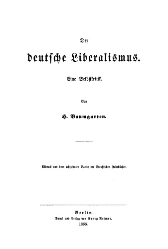Der deutsche Liberalismus: Eine Selbstkritik