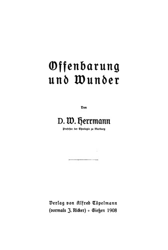 Offenbarung und Wunder