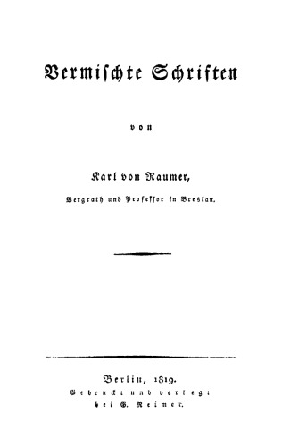 Vermischte Schriften: Teil 1