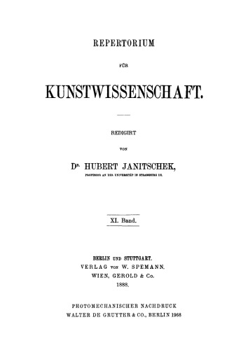 Repertorium für Kunstwissenschaft: Band 11