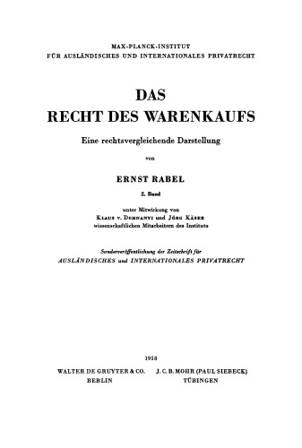 Das Recht des Warenkaufs: Band 2