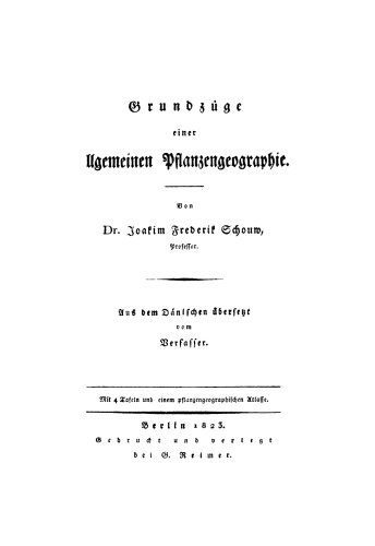 Grundzüge einer allgemeinen Pflanzengeographie: [Textband]