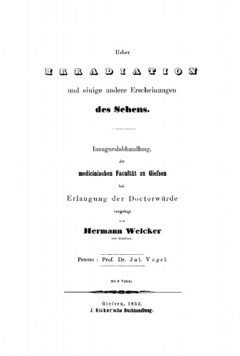 Ueber Irradiation und einige andere Erscheinungen des Sehens