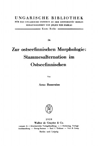 Zur ostseefinnischen Morphologie: Stammesalternation im Ostseefinnischen