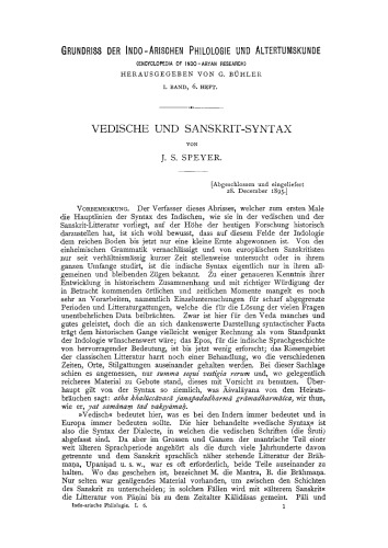 Vedische und Sanskrit-Syntax