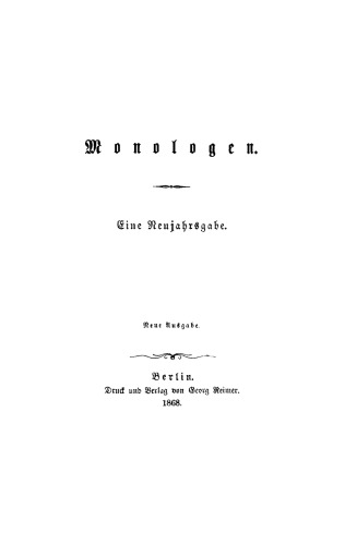 Monologen: Eine Neujahrsgabe