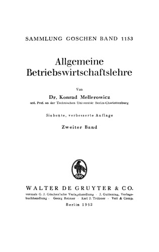 Allgemeine Betriebswirtschaftslehre: Band 2