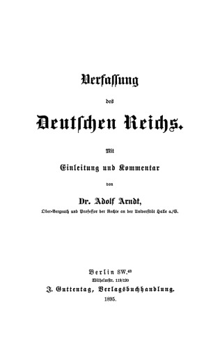 Die Verfassung des Deutschen Reichs: Mit Einleitung und Kommentar