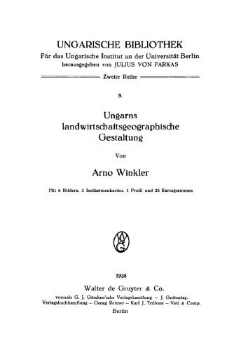 Ungarns landwirtschaftsgeographische Gestaltung