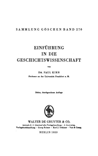 Einführung in die Geschichtswissenschaft