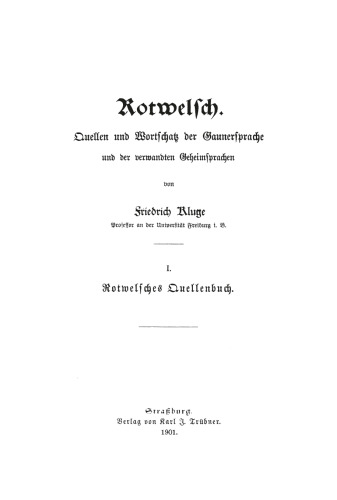 Rotwelsch: I Rotwelsches Quellenbuch