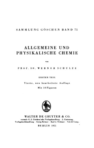 Allgemeine und physikalische Chemie: Teil 1