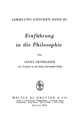 Einführung in die Philosophie