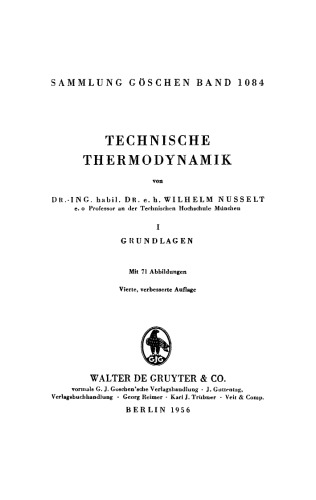 Technische Thermodynamik: Band 1 Grundlagen
