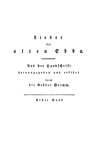 Lieder der alten Edda: Band 1