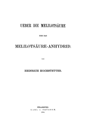 Über die Melilotsäure und das Melilotsäure-Anhydrid