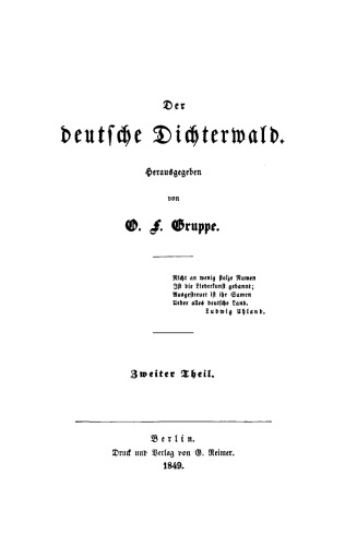 Der deutsche Dichterwald: Teil 2