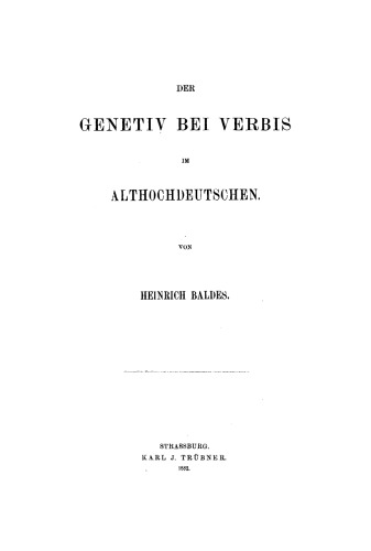 Der Genetiv bei verbis im Althochdeutschen