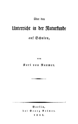 Über den Unterricht in der Naturkunde auf Schulen