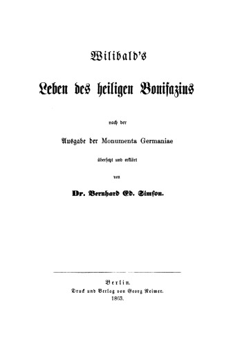 Wilibald’s Leben des heiligen Bonifazius