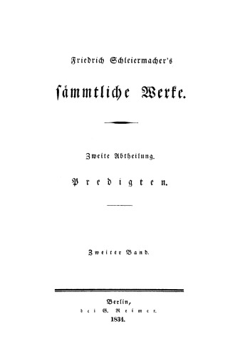Sämmtliche Werke. Abteilung 2: Predigten: Band 2