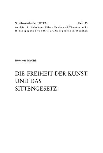 Die Freiheit der Kunst und das Sittengesetz