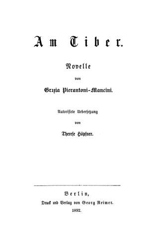 Am Tiber: Novelle