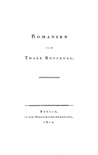 Romanzen vom Thale Ronceval