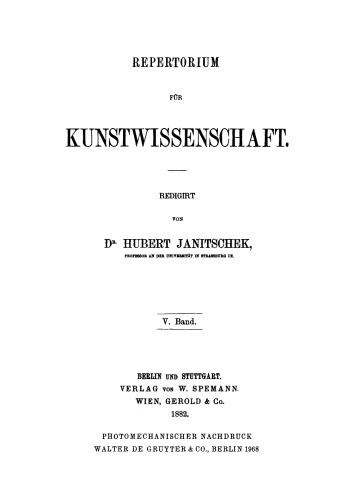 Repertorium für Kunstwissenschaft: Band 5