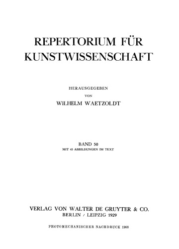 Repertorium für Kunstwissenschaft: Band 50