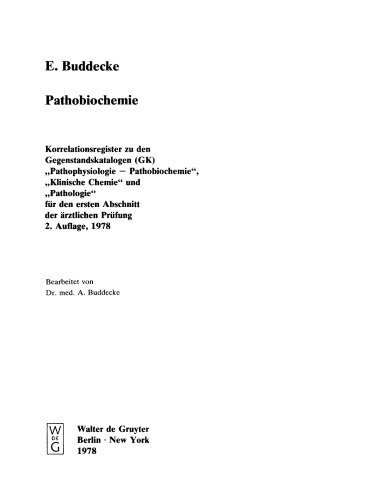 Pathobiochemie : Ein Lehrbuch für Studierende und Ärzte