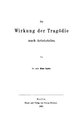 Die Wirkung der Tragödie nach Aristoteles