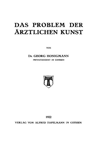 Das Problem der ärztlichen Kunst