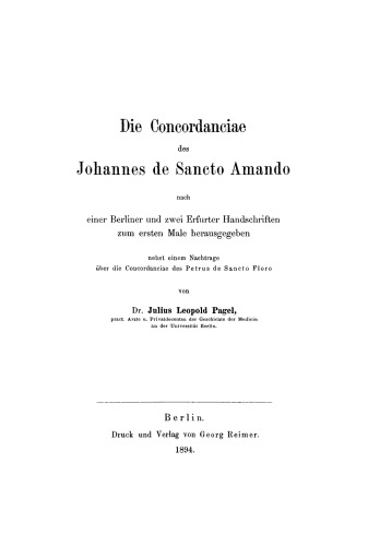 Die Concordanciae des Johannes de Sancto Amando