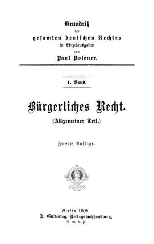 Bürgerliches Recht. (Allgemeiner Teil)