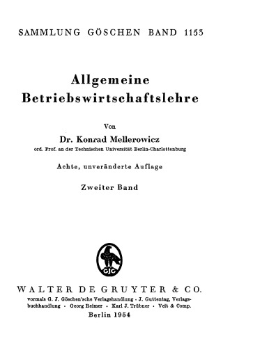 Allgemeine Betriebswirtschaftslehre: Band 2