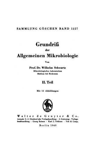 Grundriß der Allgemeinen Mikrobiologie: Teil 2