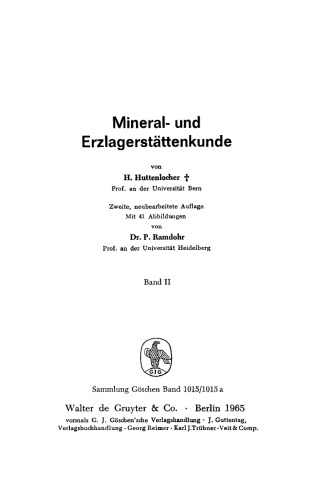 Mineral- und Erzlagerstättenkunde: Band 2