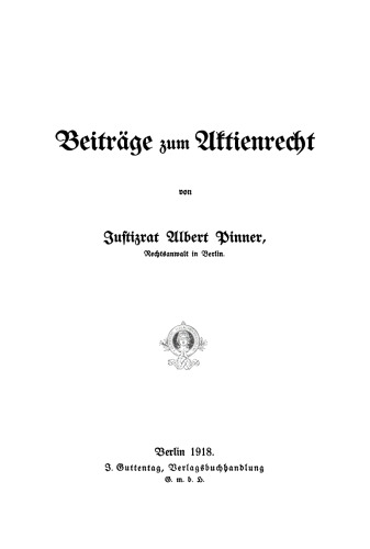 Beiträge zum Aktienrecht