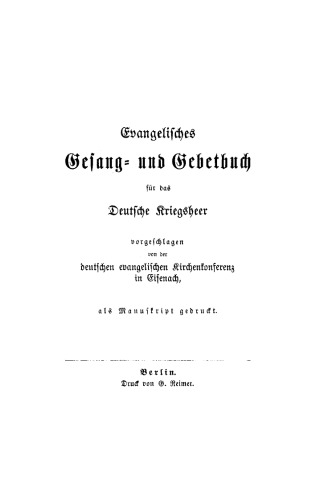 Evangelisches Gesang- und Gebetbuch für das Deutsche Kriegsheer