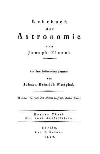 Lehrbuch der Astronomie: Teil 1
