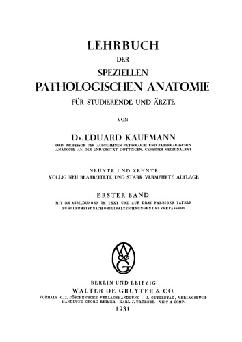 Lehrbuch der speziellen pathologischen Anatomie: Band 1