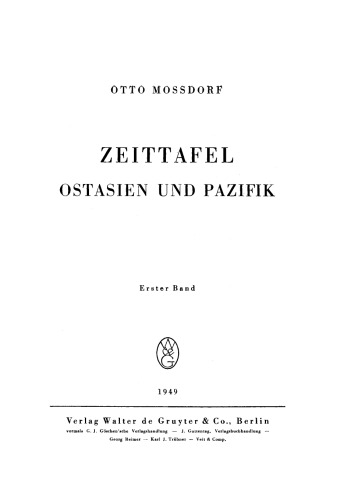 Zeittafel Ostasien und Pazifik, Band 1