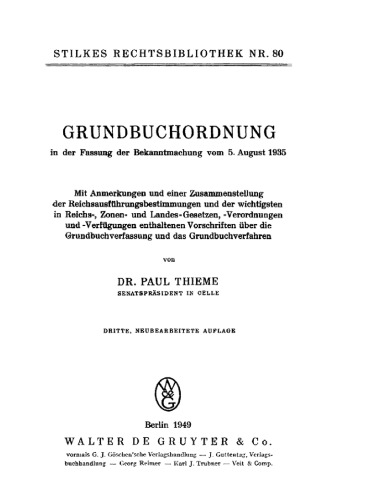 Grundbuchordnung in der Fassung der Bekanntmachung vom 5. August 1935 – Hauptwerk