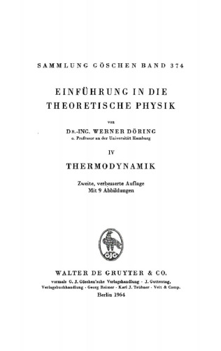 Einführung in die theoretische Physik: Band 4 Thermodynamik